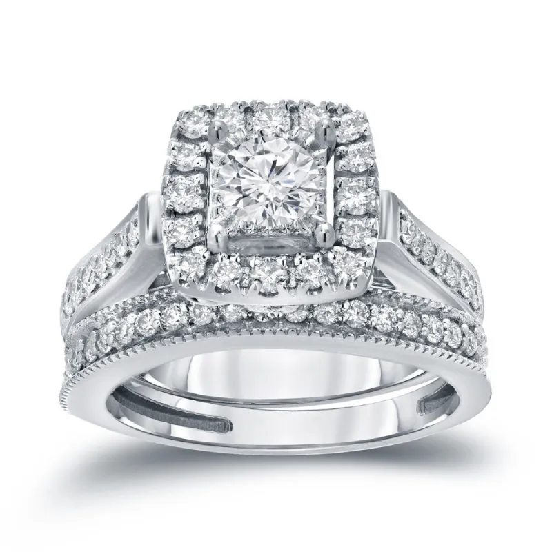 Auriya Vintage 1ctw Round Halo Diamond Engagement Ring Set 14k Gold sold by Zulily