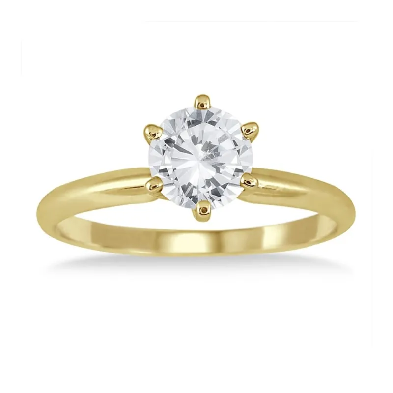 AGS Certified 3/4 Carat Round Diamond Solitaire Ring in 14K Yellow Gold (J-K Color, I2-I3 Clarity) sold by Zulily