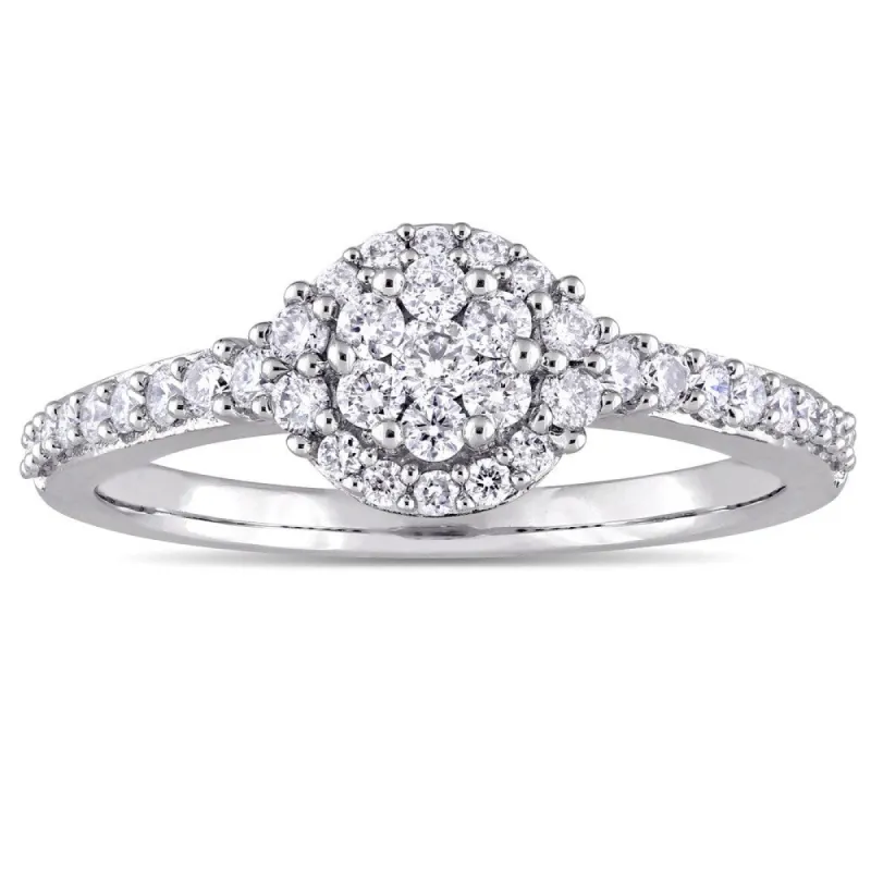 Miadora 14k White Gold 1/2ct TDW Diamond Floral Cluster Halo Engagement Ring sold by Zulily