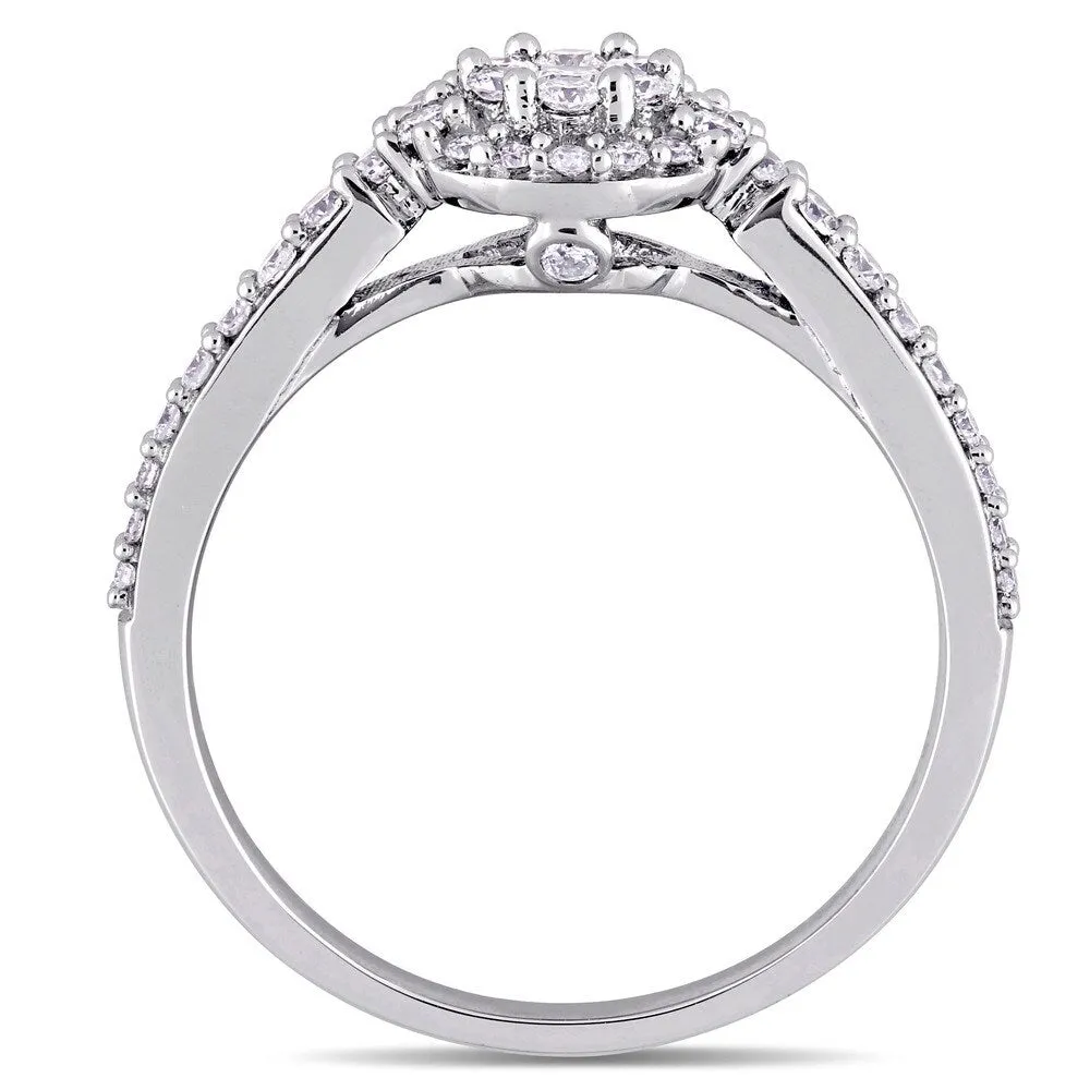 Miadora 14k White Gold 1/2ct TDW Diamond Floral Cluster Halo Engagement Ring sold by Zulily product image thumbnail 5