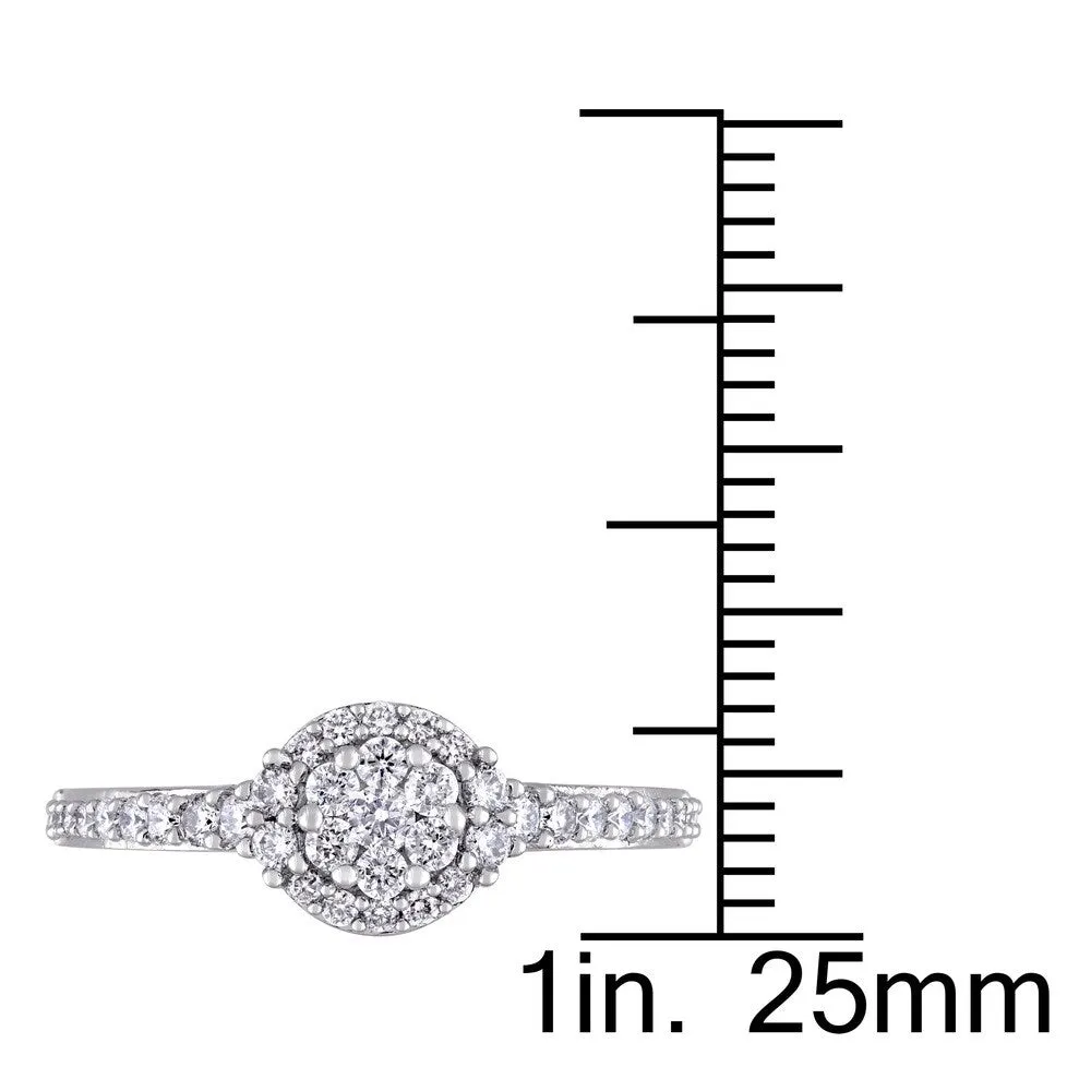 Miadora 14k White Gold 1/2ct TDW Diamond Floral Cluster Halo Engagement Ring sold by Zulily product image thumbnail 3