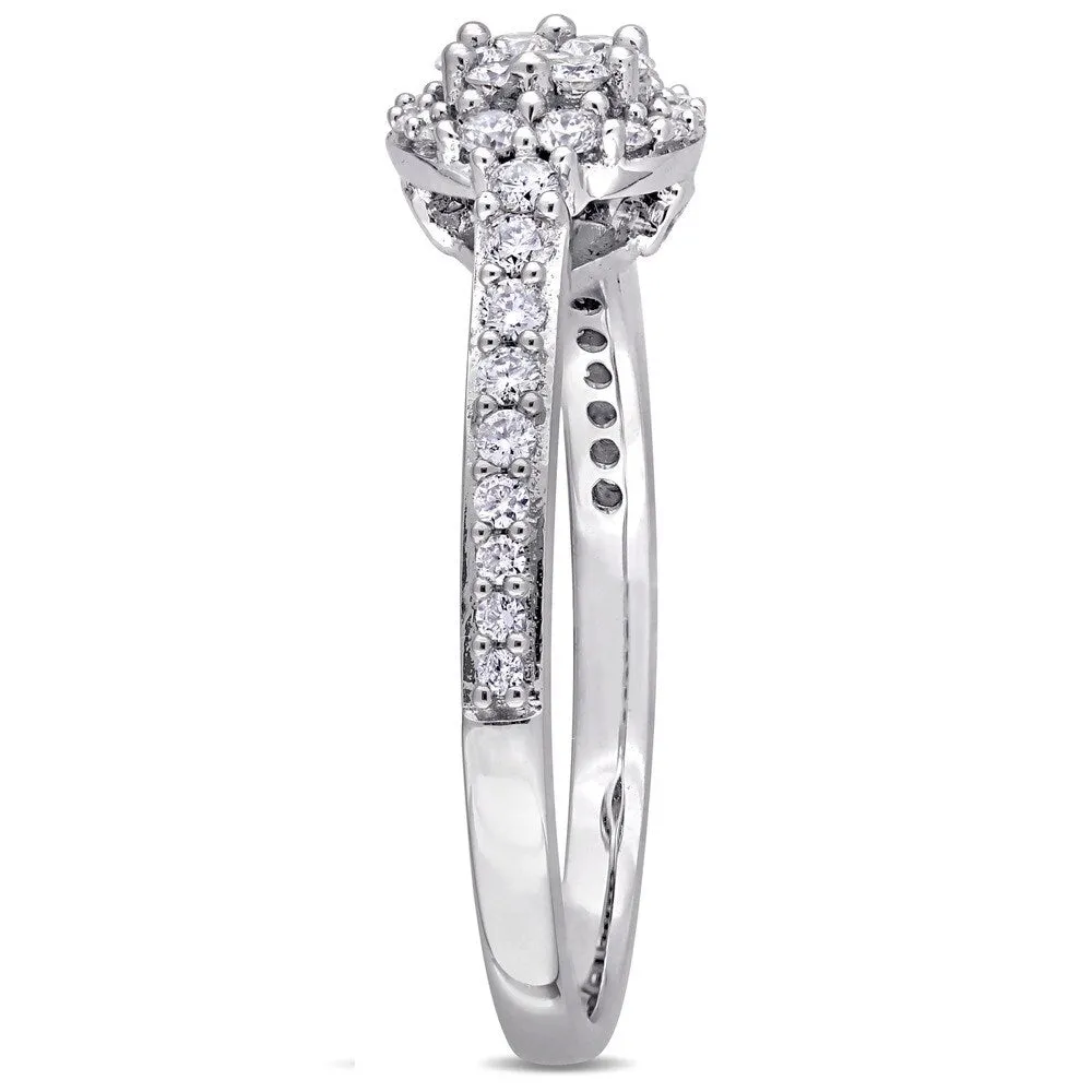 Miadora 14k White Gold 1/2ct TDW Diamond Floral Cluster Halo Engagement Ring sold by Zulily product image thumbnail 2