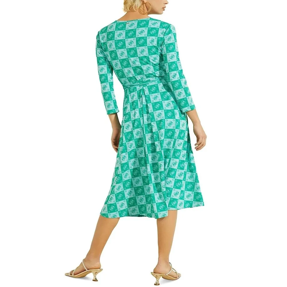 GUESS Women's Christin Printed Wrap Midi Dress Green Size Small sold by Zulily product image thumbnail 2