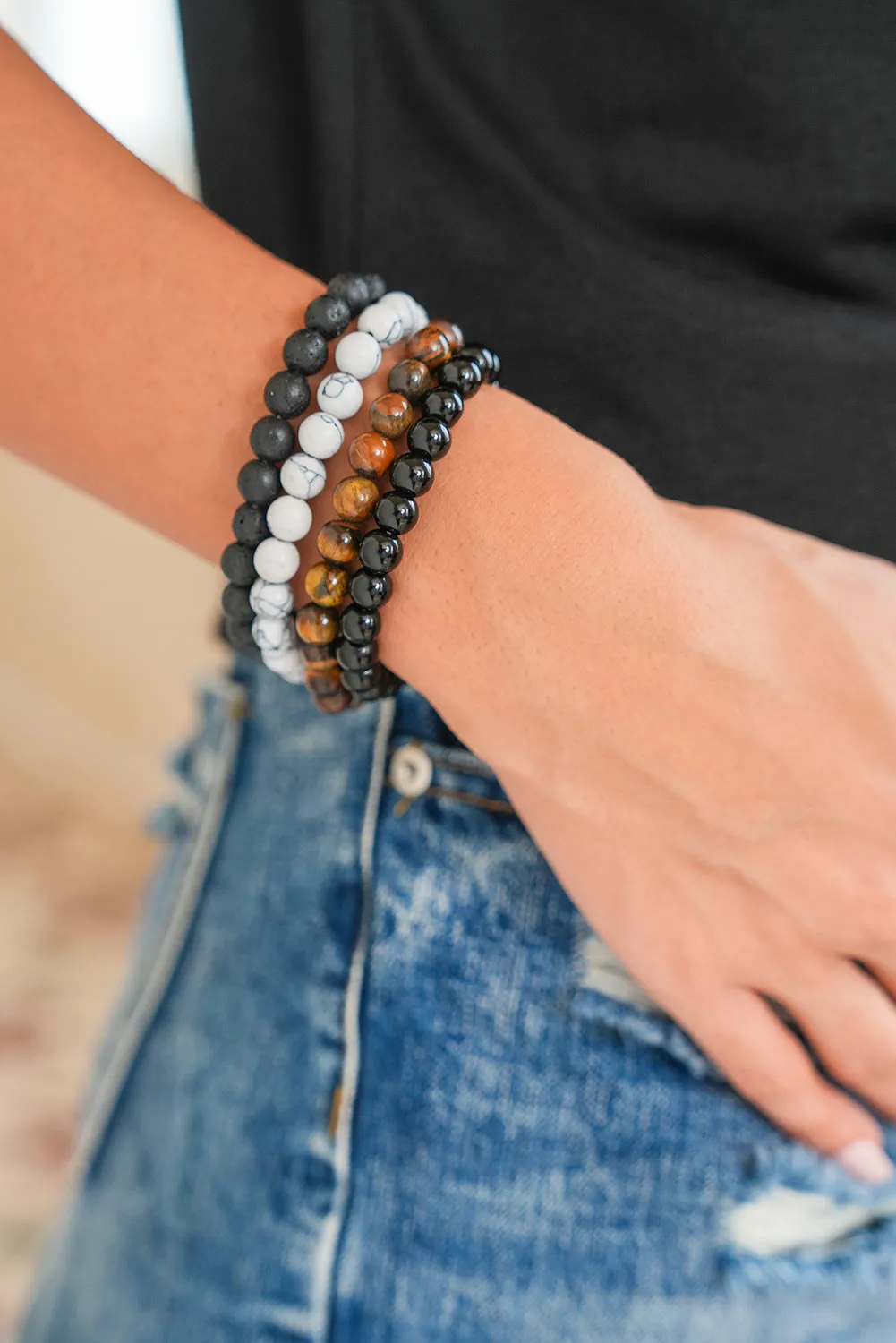 Threaded Pear Black Retro Beaded Crystal 4pcs Bracelet Set sold by Zulily product image thumbnail 4