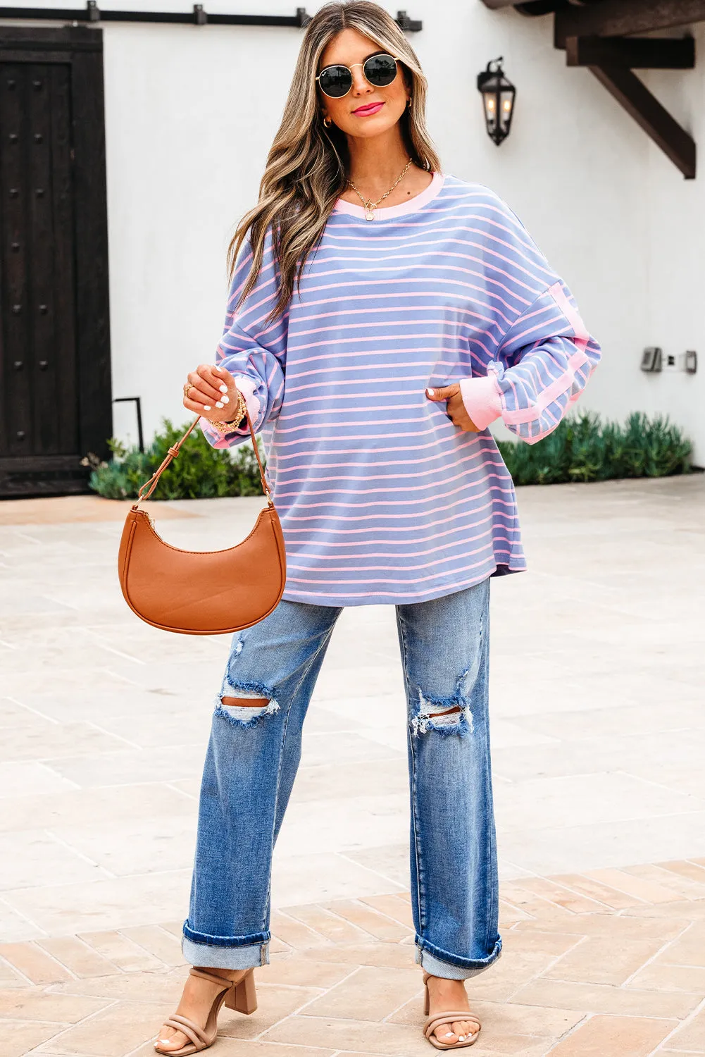 Threaded Pear Eliza Stripe Oversize Casual Top sold by Zulily product image thumbnail 5