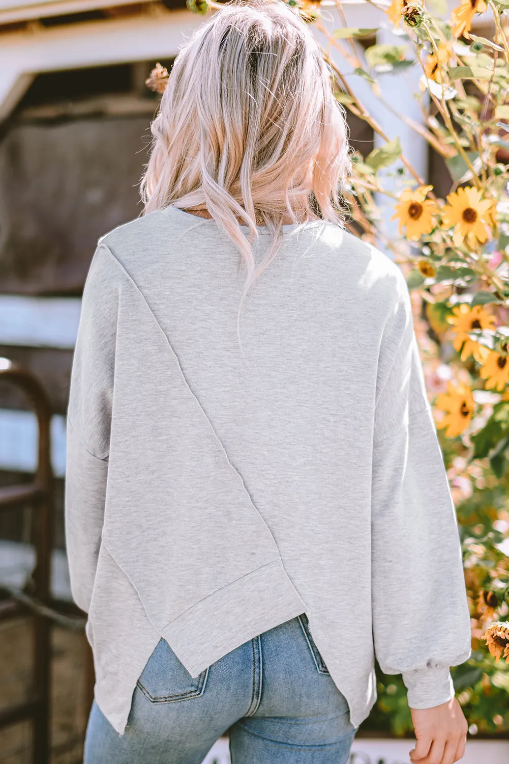 Threaded Pear Isabella Stitching Irregular Hem Long Sleeve Top sold by Zulily product image thumbnail 2