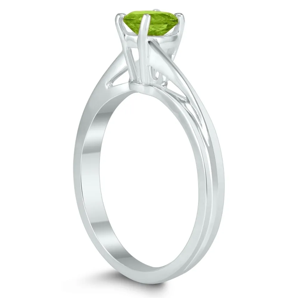 Solitaire Oval 6X4MM Peridot Gemstone Twist Ring in 10K White Gold sold by Zulily product image thumbnail 2