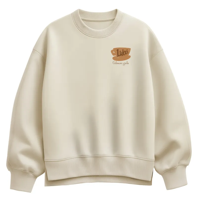 Gilmore Girls - Lukes Coffee In An IV  - Ladies Oversized Fleece Crew Sweatshirt sold by Zulily
