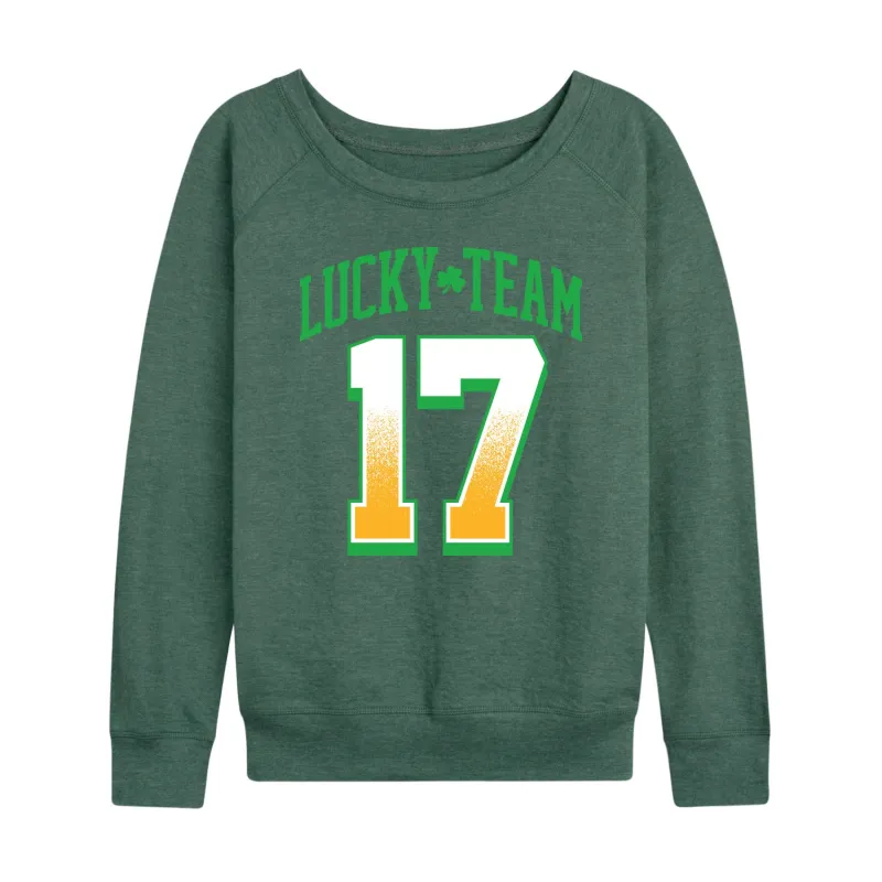 Instant Message - Lucky Team 17 - Women's French Terry Long Sleeve Pullover sold by Zulily