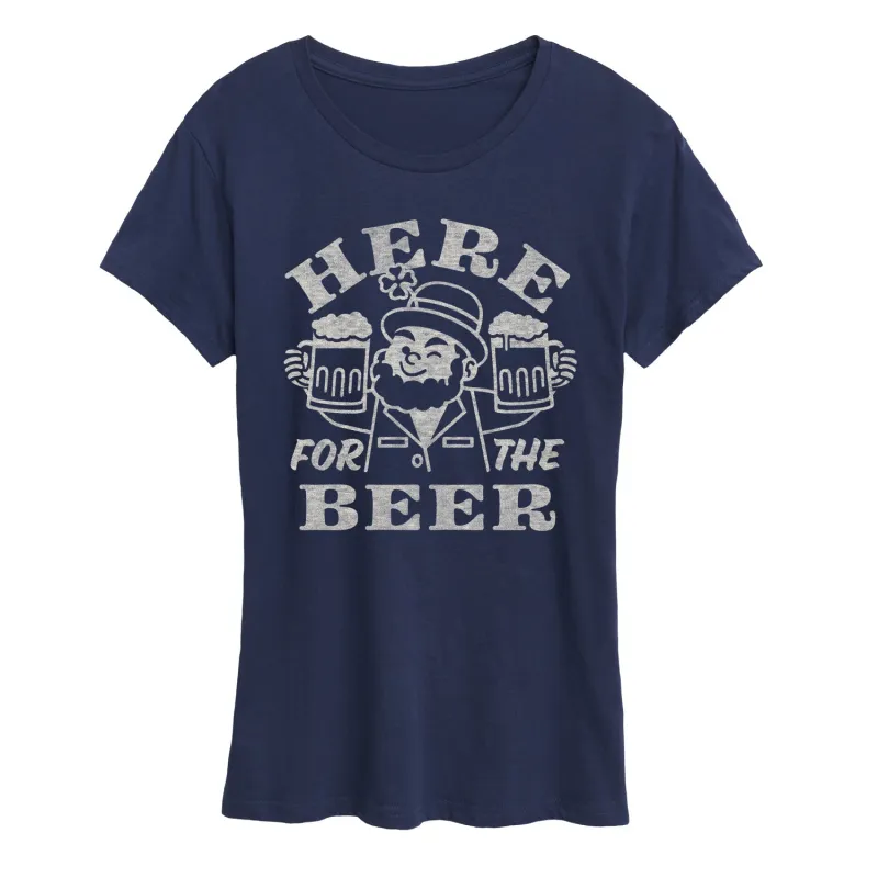 Instant Message - Here for the Beer - Women's Short Sleeve Graphic T-Shirt sold by Zulily