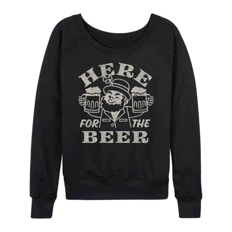 Instant Message - Here for the Beer - Women's French Terry Long Sleeve Pullover sold by Zulily