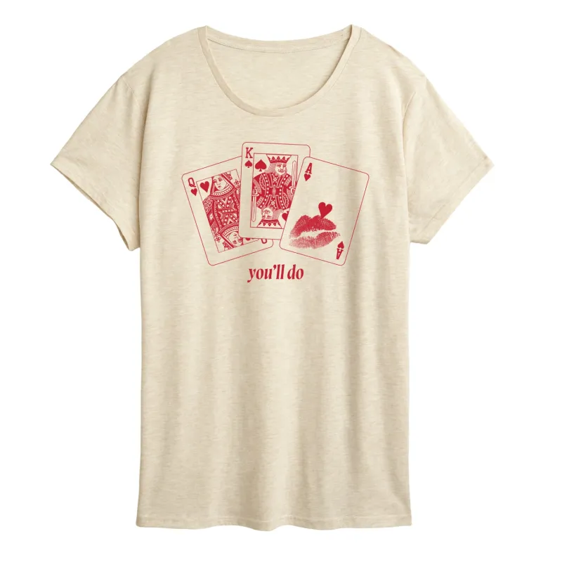Instant Message - You'll Do Playing Cards - Women's Short Sleeve Graphic T-Shirt sold by Zulily
