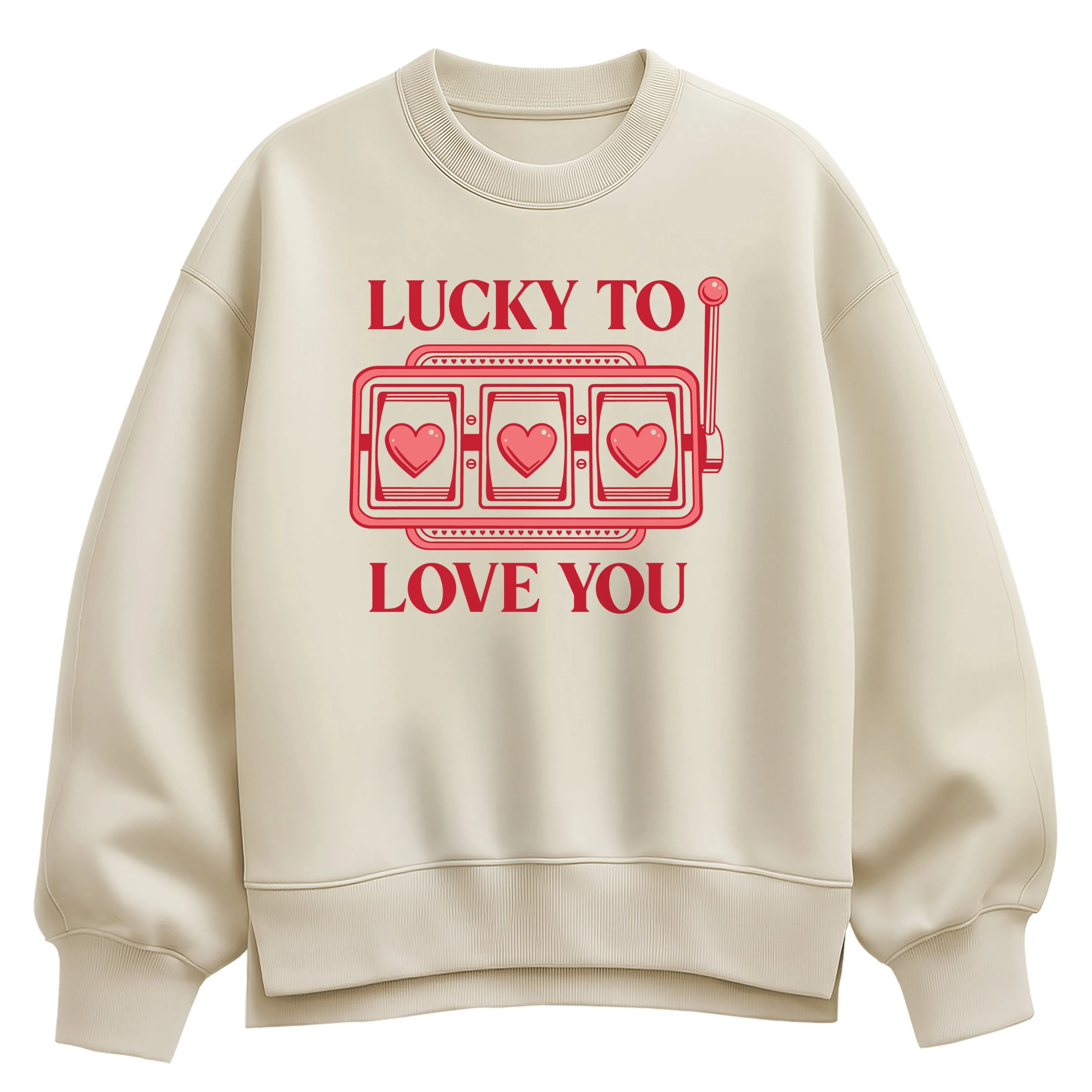 Instant Message - Lucky to Love U Forever & Always You - Women's Oversized Fleece Crew Sweatshirt sold by Zulily