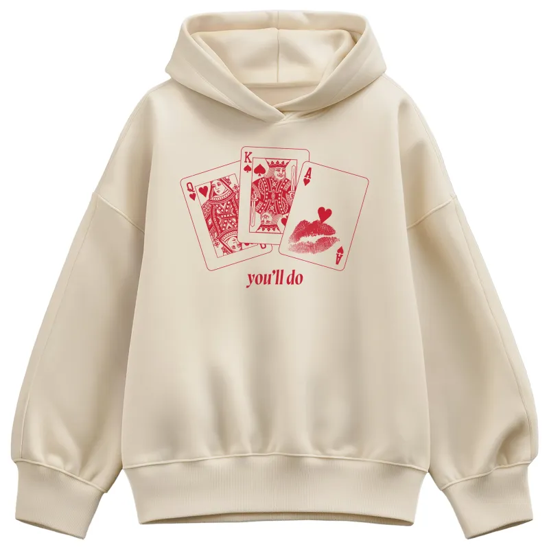 Instant Message - You'll Do Playing Cards - Women's Oversized Fleece Hoodie Sweatshirt sold by Zulily