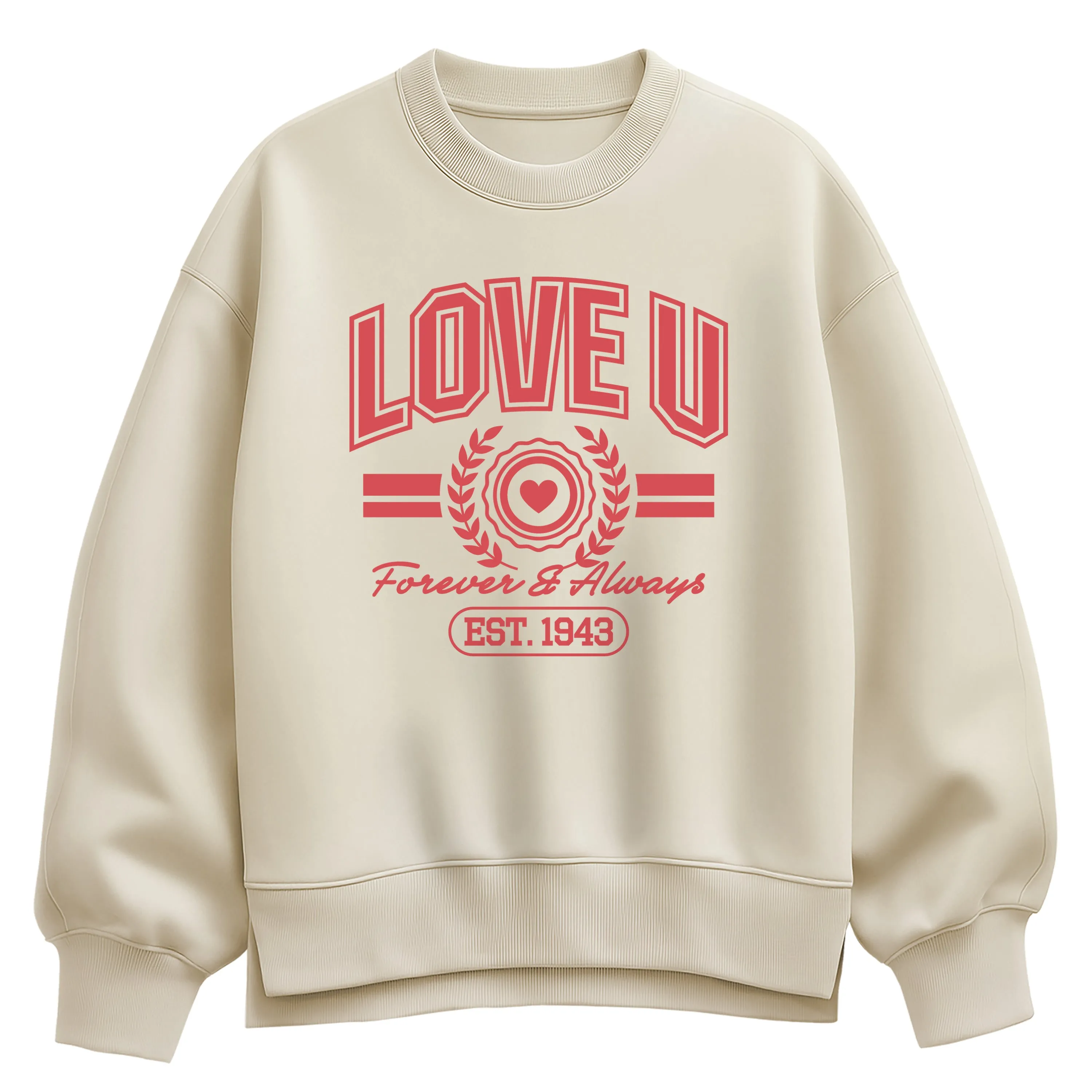 Instant Message - Love U Forever & Always - Women's Oversized Fleece Crew Sweatshirt sold by Zulily
