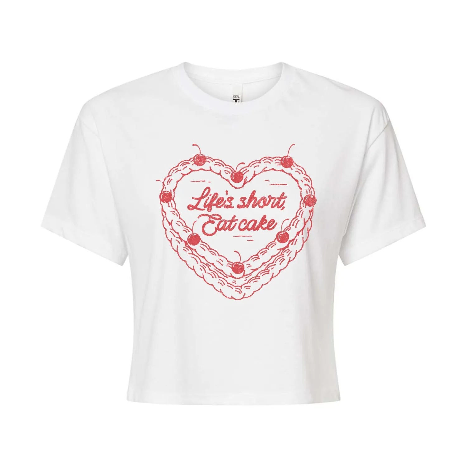 Instant Message - Eat Cake Heart - Juniors Cropped Graphic T-Shirt sold by Zulily product image thumbnail 3