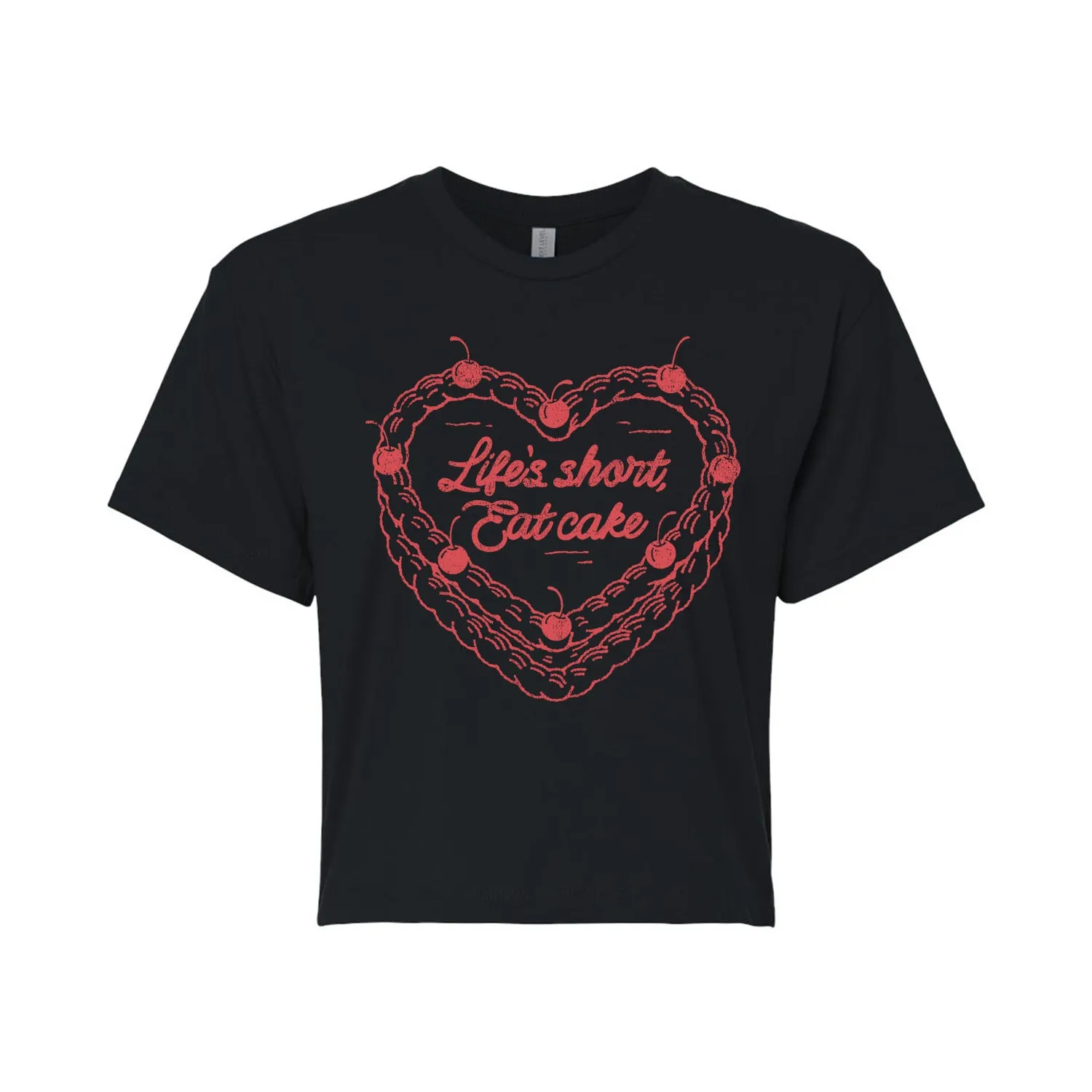 Instant Message - Eat Cake Heart - Juniors Cropped Graphic T-Shirt sold by Zulily