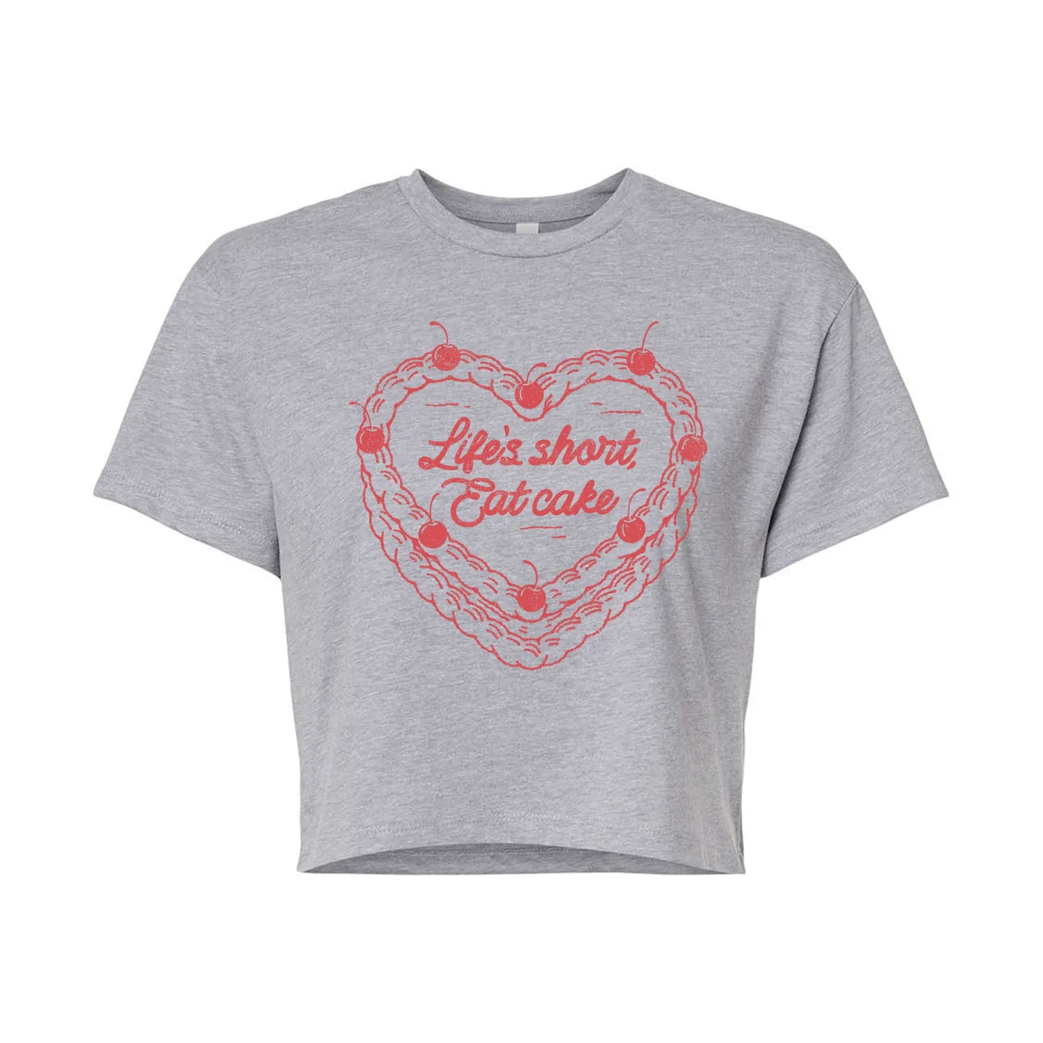 Instant Message - Eat Cake Heart - Juniors Cropped Graphic T-Shirt sold by Zulily product image thumbnail 2