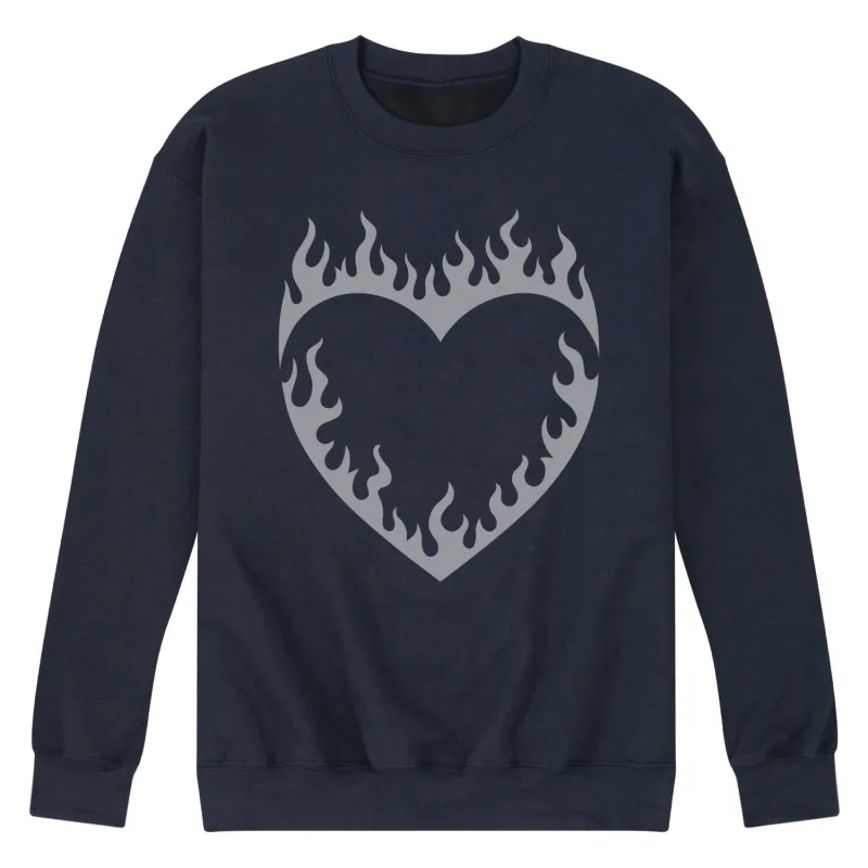 Instant Message - Flame Heart - Men's Crew Fleece Sweatshirt sold by Zulily