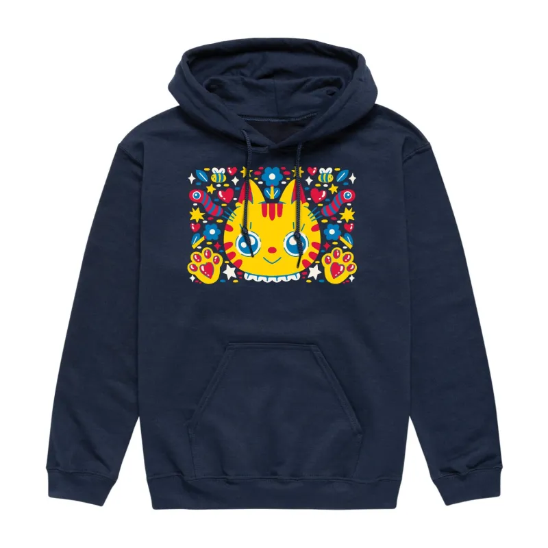 Instant Message - Cat Flower Doodles - Men's Fleece Hoodie Sweatshirt sold by Zulily