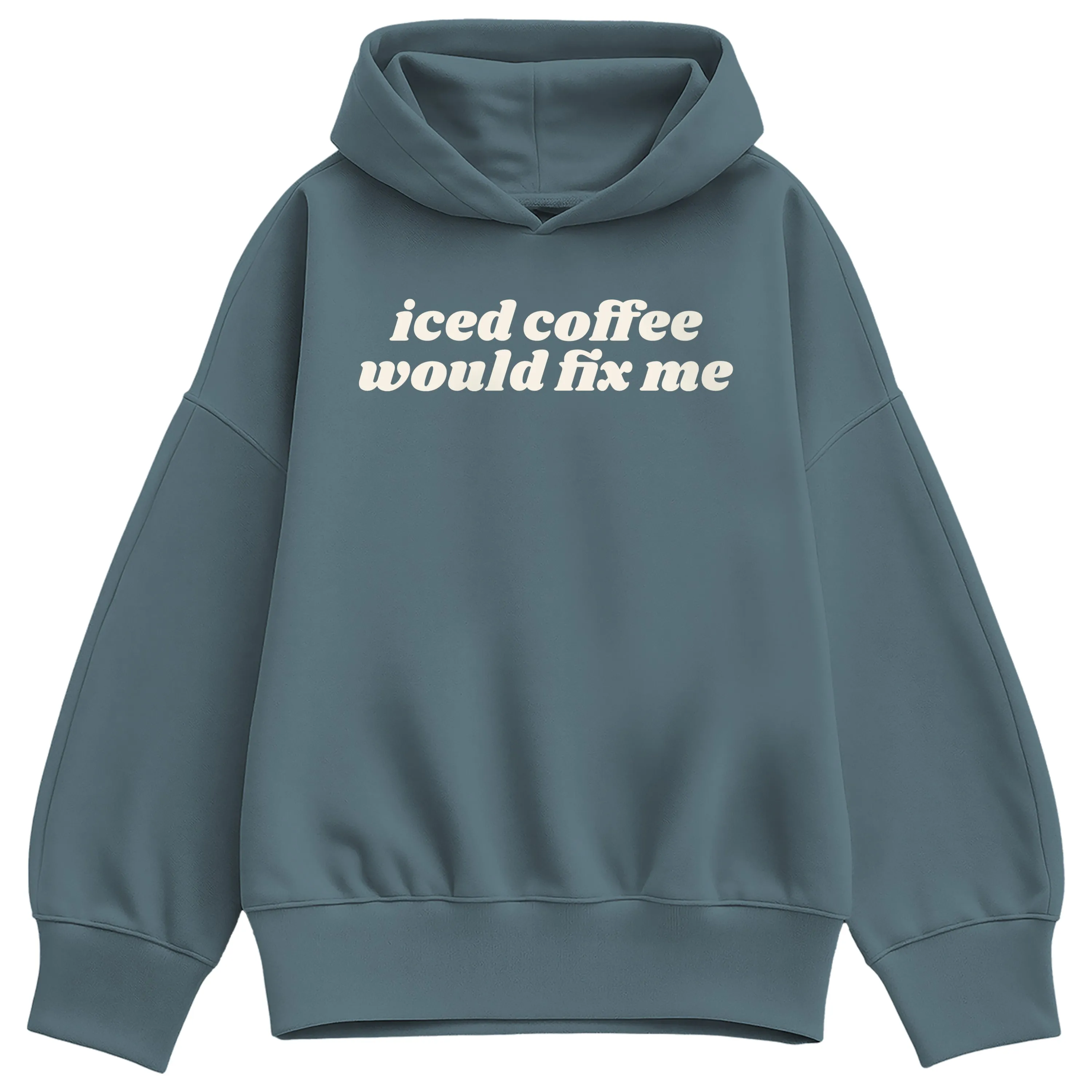 Instant Message - Iced Coffee Would Fix Me - Women's Oversized Fleece Hoodie Sweatshirt sold by Zulily