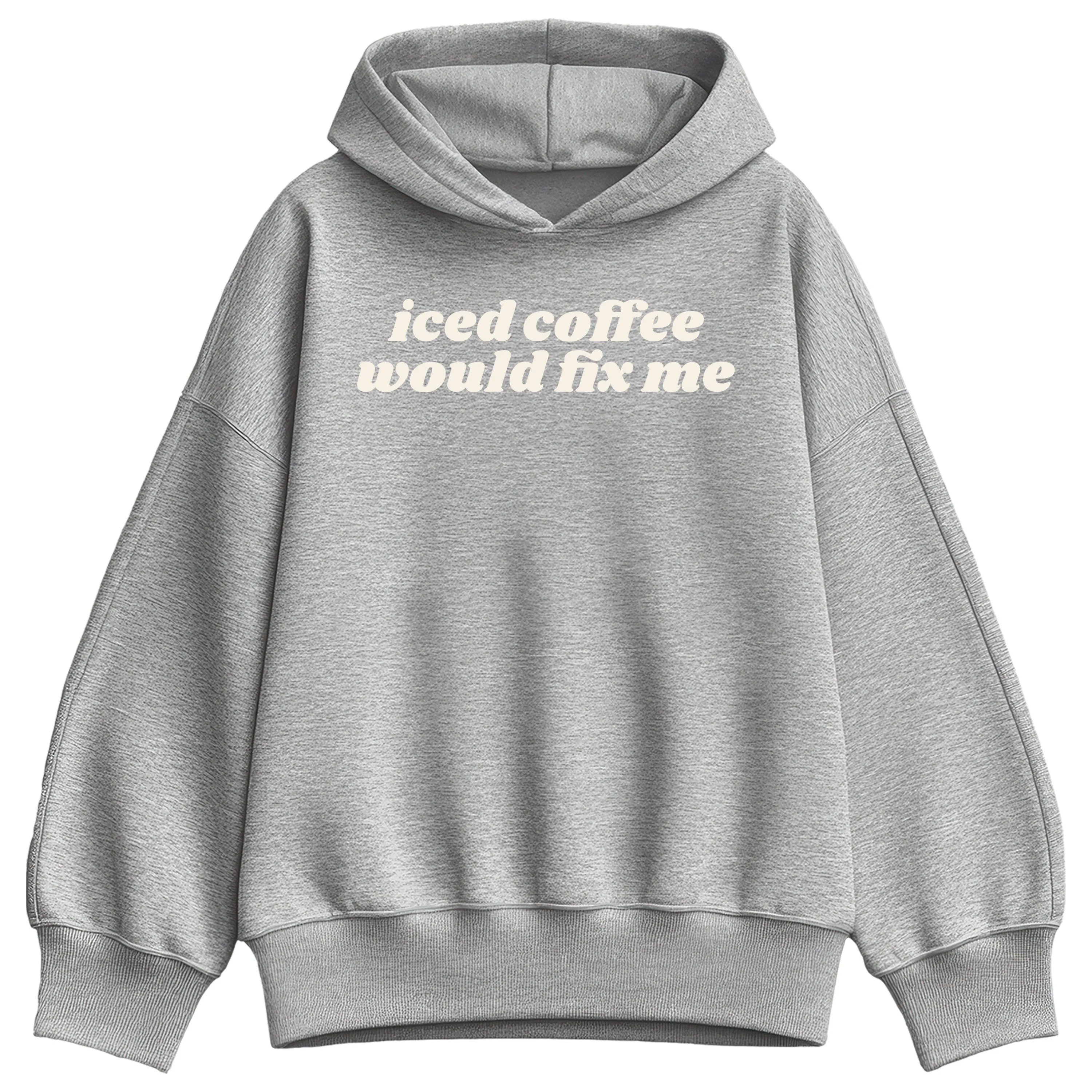 Instant Message - Iced Coffee Would Fix Me - Women's Oversized Fleece Hoodie Sweatshirt sold by Zulily product image thumbnail 2