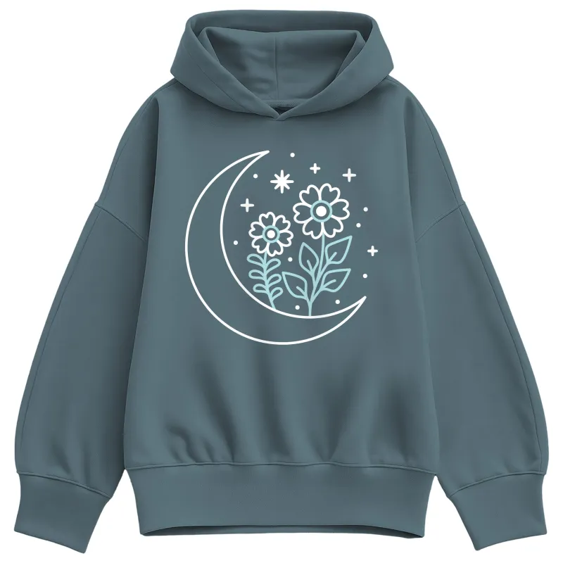 Instant Message - Moon Flowers - Women's Oversized Fleece Hoodie Sweatshirt sold by Zulily