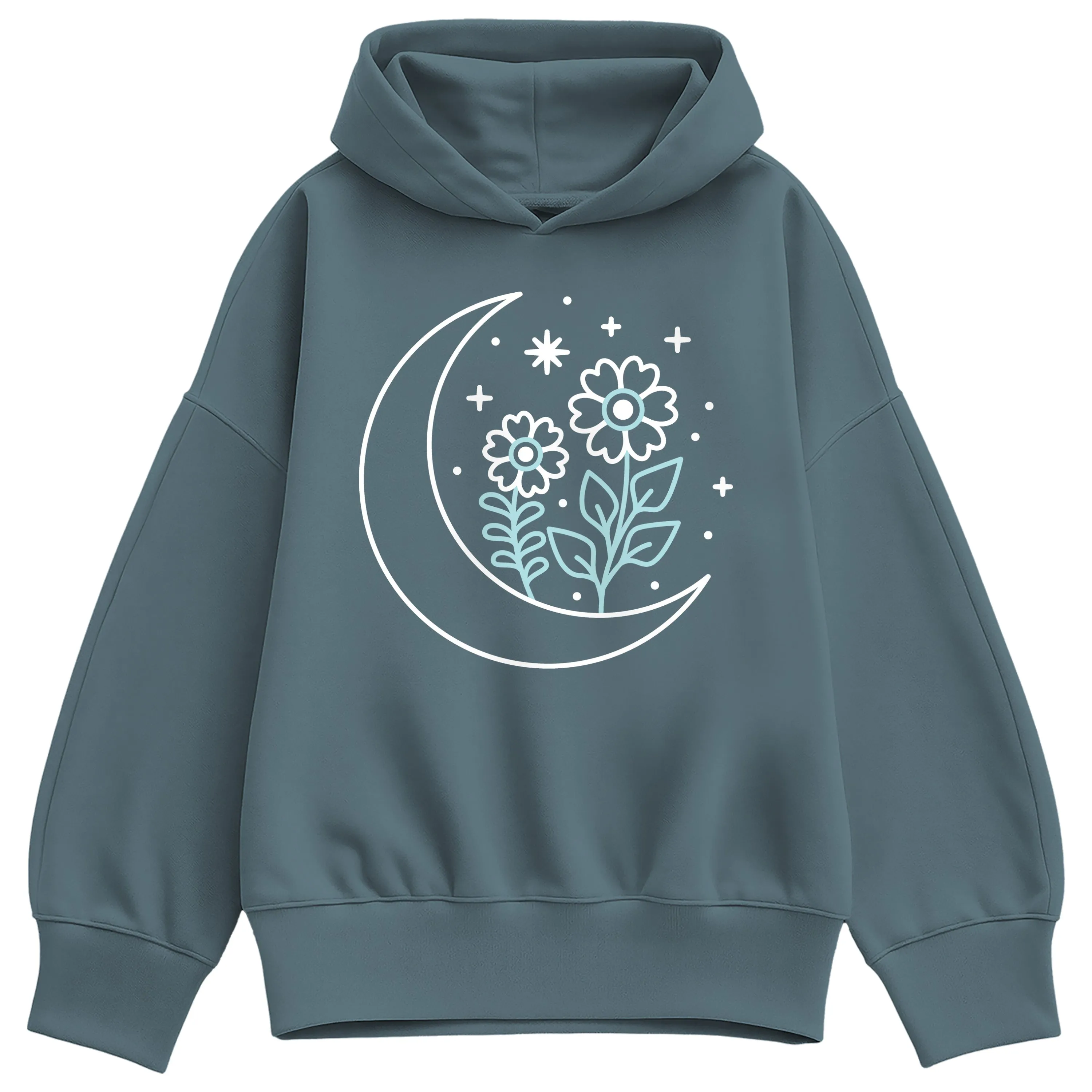 Instant Message - Moon Flowers - Women's Oversized Fleece Hoodie Sweatshirt sold by Zulily