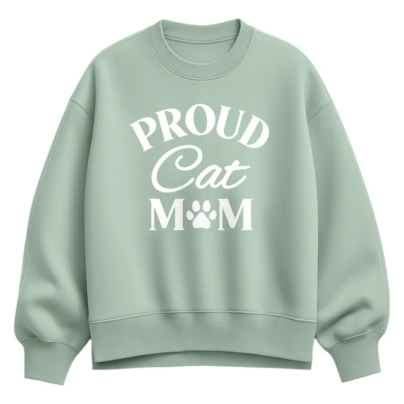 Instant Message - Proud Cat Mom - Women's Oversized Fleece Crew Sweatshirt sold by Zulily