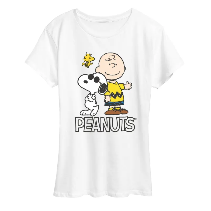 Peanuts - Charlie Brown, Snoopy & Woodstock - Women's Short Sleeve Graphic T-Shirt sold by Zulily