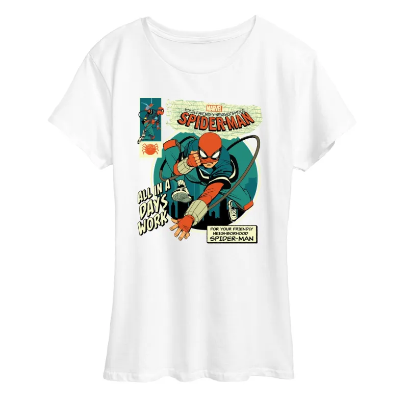 Spider-Man - All in a Day's Work - Women's Short Sleeve Graphic T-Shirt sold by Zulily