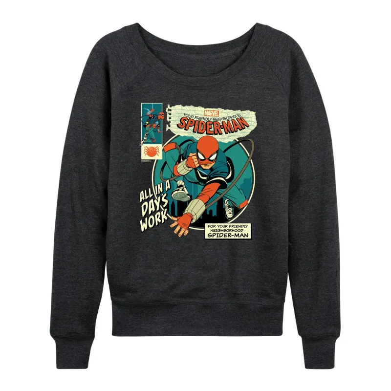 Spider-Man - All in a Day's Work - Women's French Terry Long Sleeve Pullover sold by Zulily