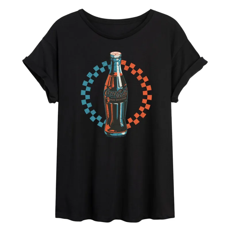 Coca-cola - Coke Bottle Checks - Women's Oversized Graphic T-shirt sold by Zulily