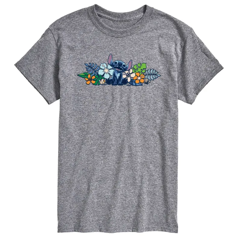 Lilo & Stitch - Stitch Flowers - Men's Short Sleeve Graphic T-Shirt made by Zulily