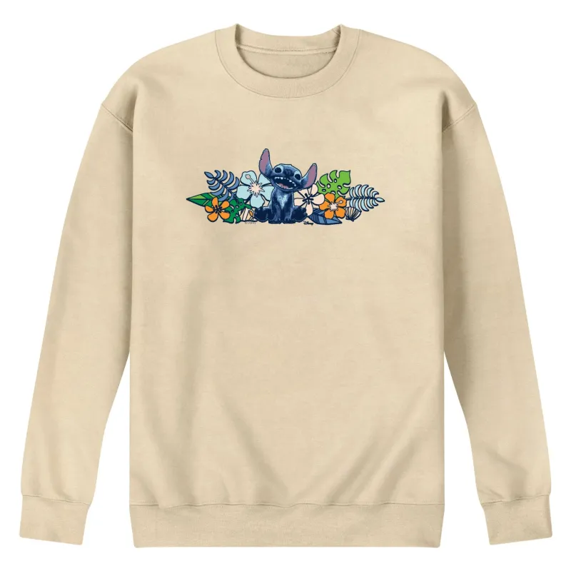 Lilo & Stitch - Stitch Flowers - Men's Crew Fleece Sweatshirt sold by Zulily