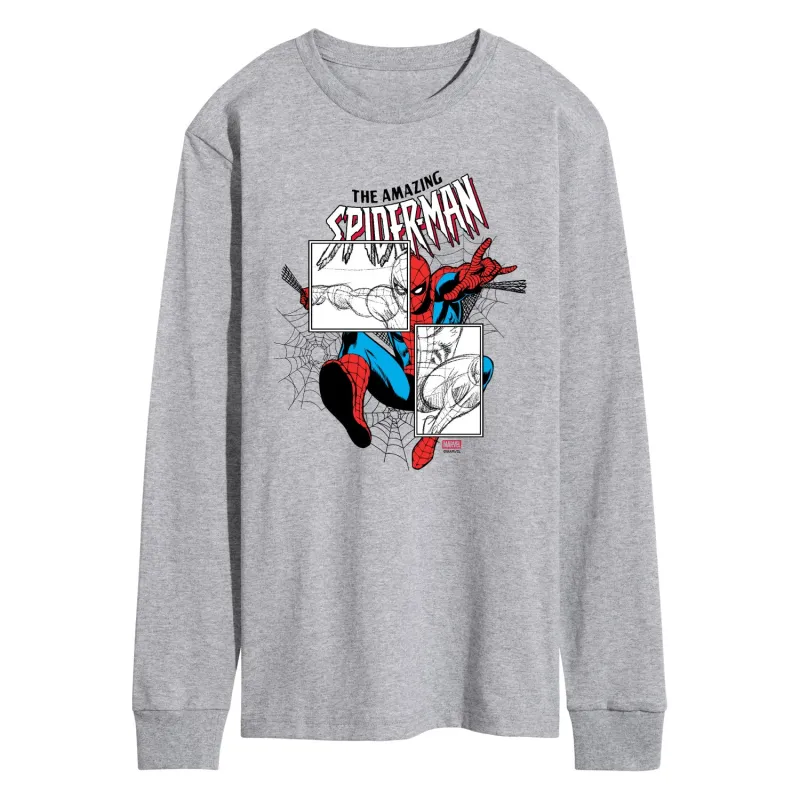 Marvel - Spiderman Sketch Blocks - Men's Long Sleeve Graphic T-Shirt sold by Zulily