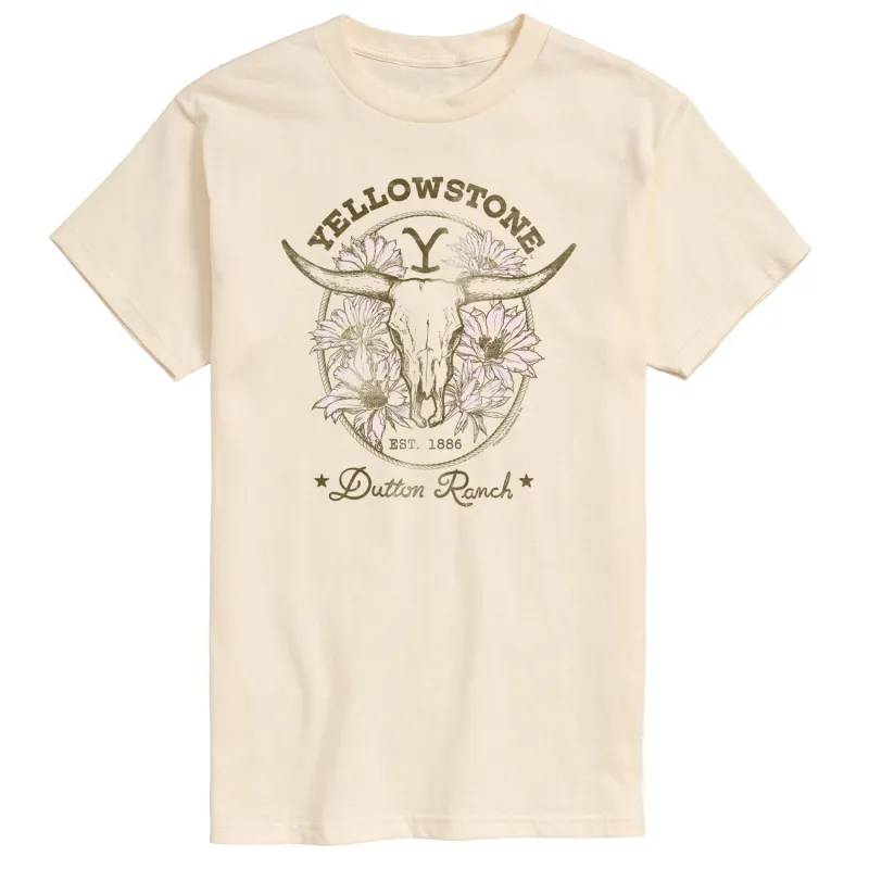 Yellowstone - Dutton Ranch Skull Flowers - Men's Short Sleeve Graphic T-Shirt sold by Zulily