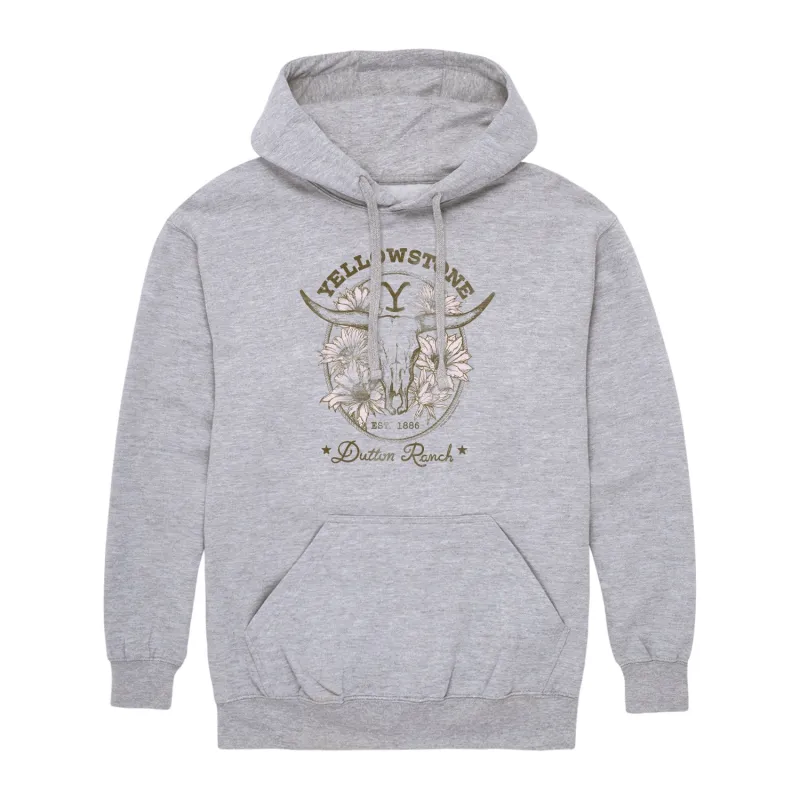 Yellowstone - Dutton Ranch Skull Flowers - Men's Fleece Hoodie Sweatshirt sold by Zulily