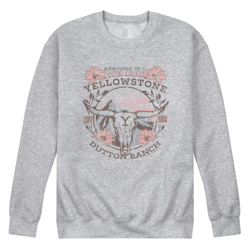 Yellowstone - Montana Skull Dutton Ranch - Men's Crew Fleece Sweatshirt sold by Zulily