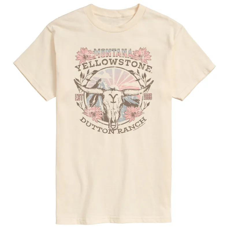 Yellowstone - Montana Skull Dutton Ranch - Men's Short Sleeve Graphic T-Shirt sold by Zulily