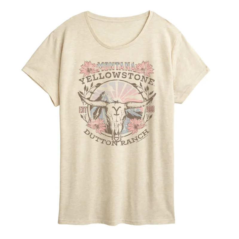 Yellowstone - Montana Skull Dutton Ranch - Women's Short Sleeve Graphic T-Shirt made by Zulily