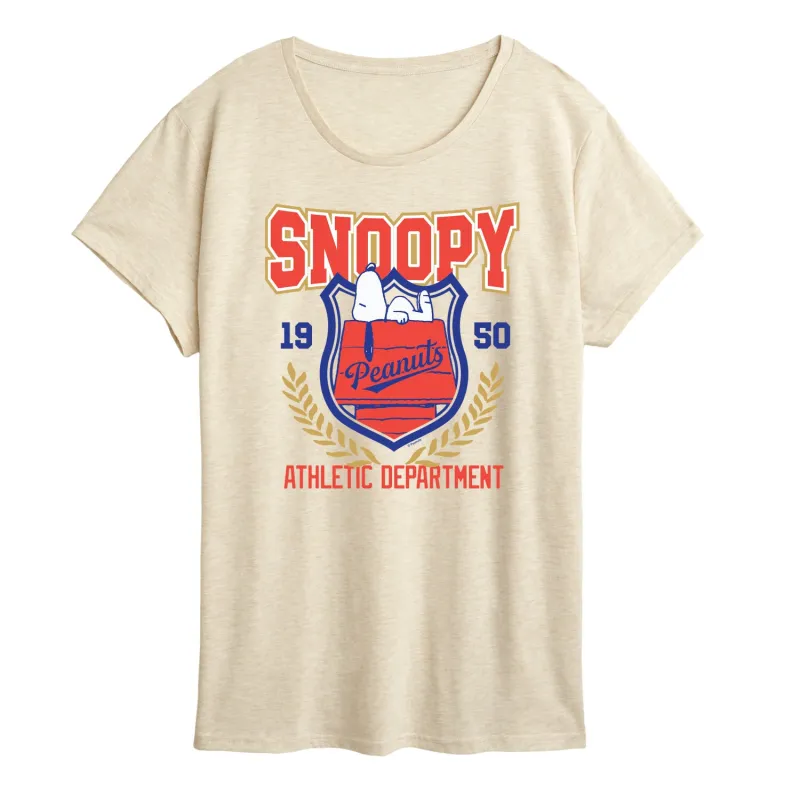 Peanuts - Snoopy Athletic Dept - Women's Short Sleeve Graphic T-Shirt sold by Zulily