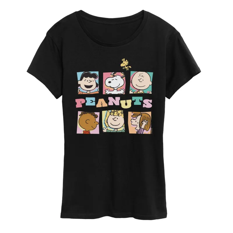 Peanuts - Character Boxes - Women's Short Sleeve Graphic T-Shirt sold by Zulily