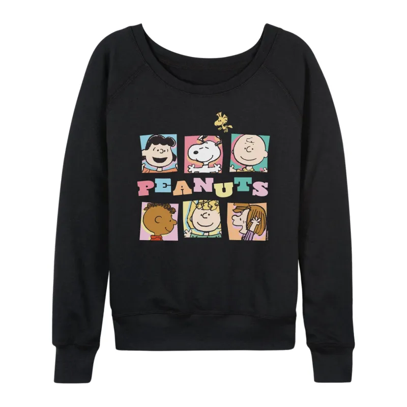 Peanuts - Character Boxes - Women's French Terry Long Sleeve Pullover sold by Zulily