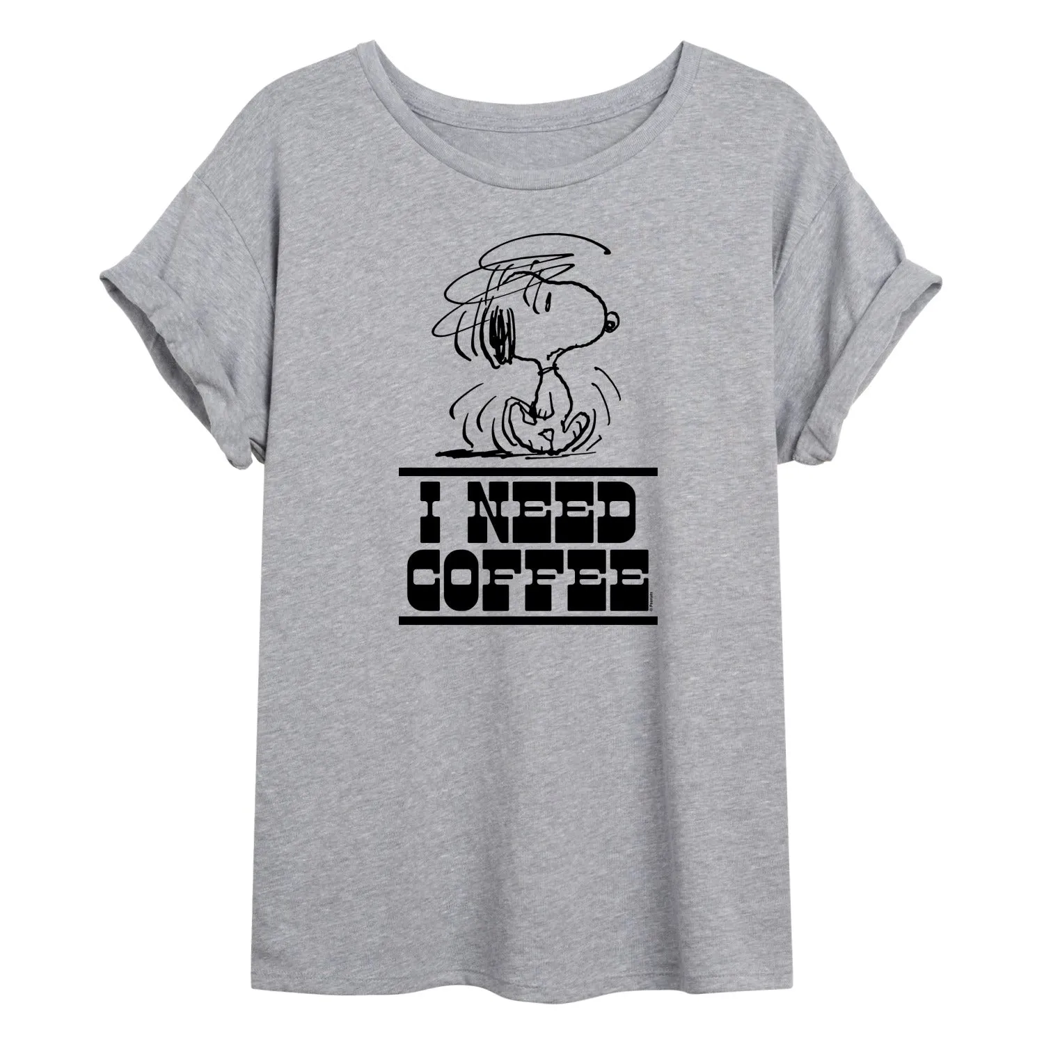 Peanuts - Need Coffee Snoopy - Juniors Oversized Graphic T-Shirt sold by Zulily product image thumbnail 2