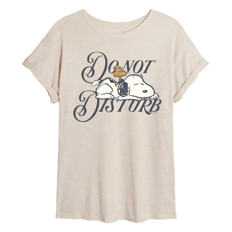Peanuts - Do Not Disturb Snoopy - Juniors Oversized Graphic T-Shirt made by Peanuts
