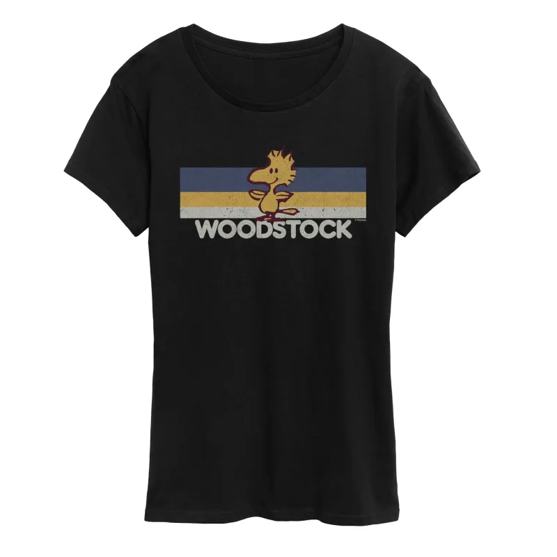 Peanuts - Woodstock Stripes - Women's Short Sleeve Graphic T-Shirt sold by Zulily