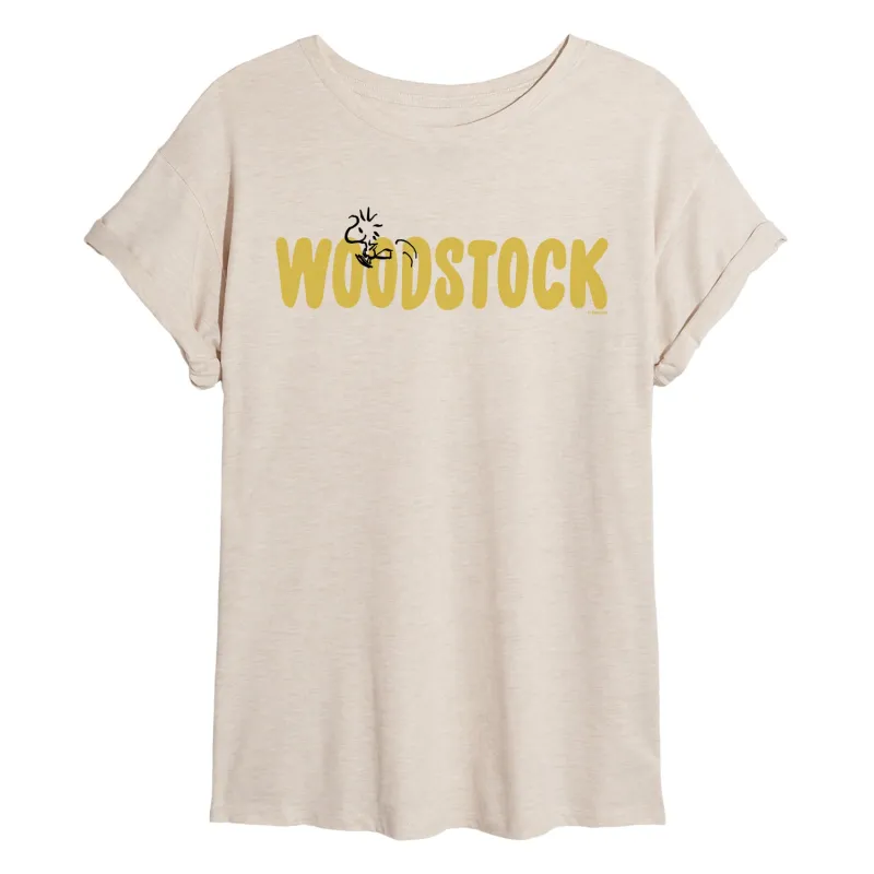 Peanuts - Woodstock Name - Juniors Oversized Graphic T-Shirt sold by Zulily