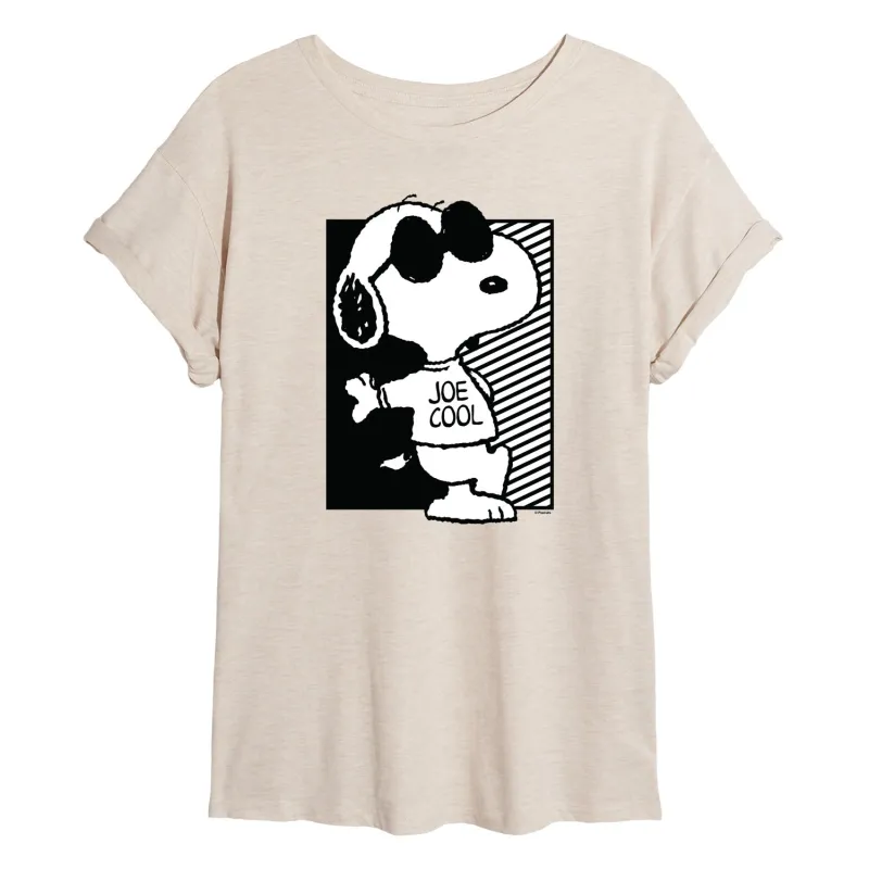 Peanuts - Snoopy Too Cool - Juniors Oversized Graphic T-Shirt sold by Zulily