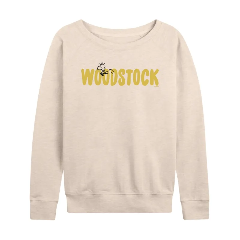 Peanuts - Woodstock Name - Women's French Terry Long Sleeve Pullover sold by Zulily